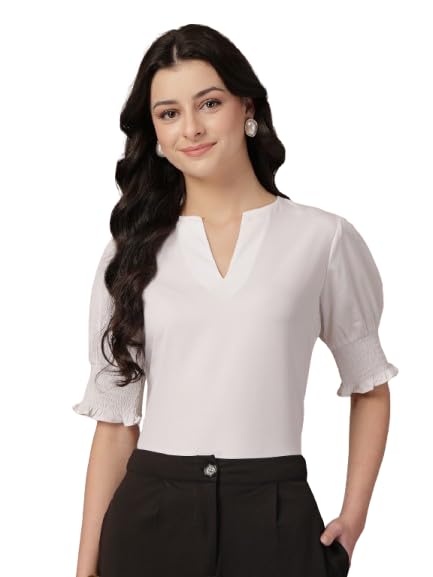 style quotient Women White Puffed Sleeves top-picture-30
