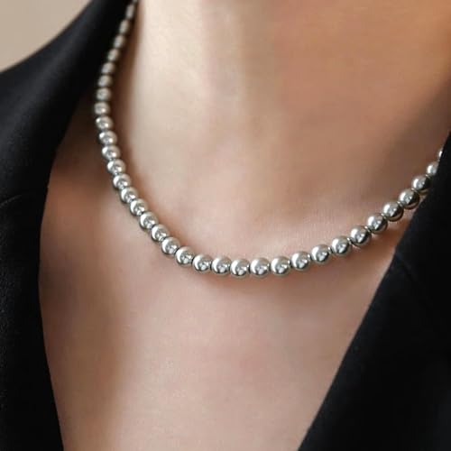 Image of Zeffy Pearl Necklace 4MM /6MM /8MM Dainty Round Imitation Pearl Choker Necklace Wedding Pearl Necklace Delicate Jewelry for Women Simple Bridesmaid Jewelry Gifts