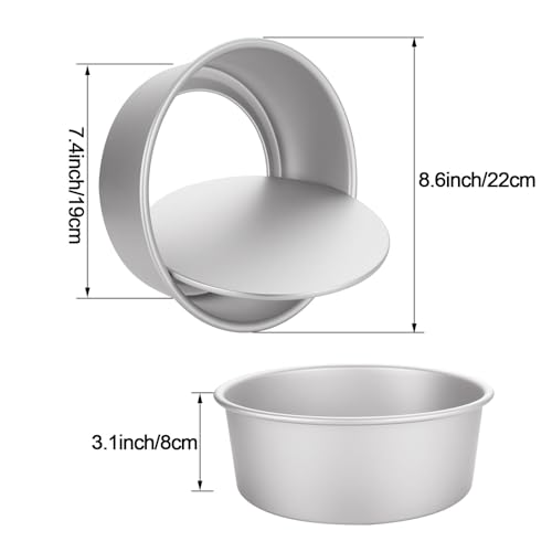 YOUNTHYE 8 inch Cake Tins for Baking Round Loose Bottom Cake Tin, Set of 4 Aluminum Cake Pan Non-Stick Deep Baking Tins for Christmas Wedding Birthday Party - Image 3