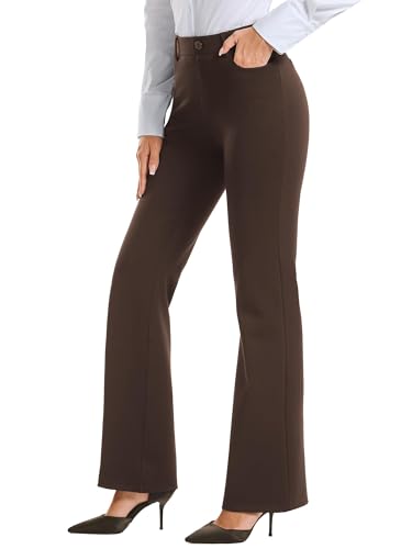Image of Stelle Women 28 inch /30 inch / 32 inch Bootcut Dress Pants Business Casual Work Pants with Pockets Pull On Regular Slacks for Office