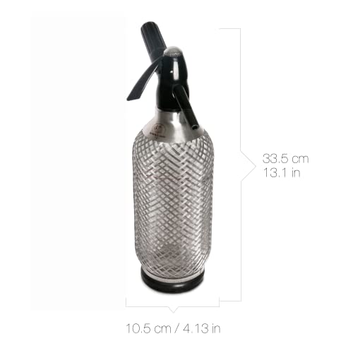 Smoky Dog - Premium Glass Soda Siphon With Stainless Steel Mesh Cover - Vintage And Retro Carbonated Water Machine, Cocktails And Sparkling Beverages At Home Or Bar, Classic Soda Maker, Use 8 Gram Co2 Cartridges (Not Included) #TOP3