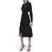DKNY Women's Long Sleeve Collared Tie Midi Shirtdress, Black, 10
