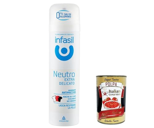 Italian Gourmet bundle fĂĽr Infasil Neutro Extra Delicato Deo Spray 6Ă—150g + Italian Gourmet polpa | 0% Aluminium | Antimacchia | Extra mild | Dermatologisch getestet | Frischer Schutz 48h