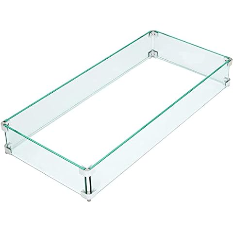Vicluke Rectangular Fire Pit Wind Guard, 33 x15.35 x4.72 Inch Glass Flame Guard, 0.39 Inch Thick Clear Tempered Glass Wind Guard Fence for Outdoor, Patio, Fire Pits Table/Pan Cover
