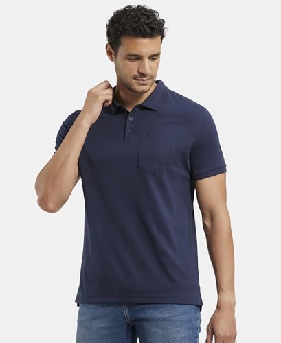 Image of Jockey 3913 Men Super Combed Cotton Rich Solid Half Sleeve Polo T-Shirt with Chest Pocket