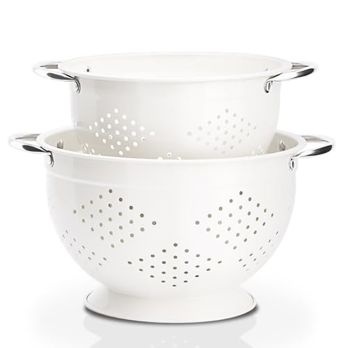 Rorence K-10N-R Powder Coated Steel Colanders: 3 Quart And 5 Quart Set Of 2 cover