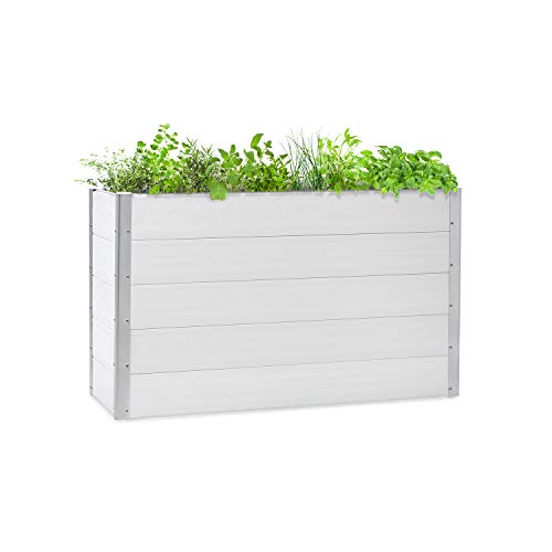 blumfeldt Nova Grow Gartenbeet,150 x 91 x 50 cm (BxHxT),Material: WPC mit UV-, Rost- und Frostschutz,Holzoptik,rückenschonende Höhe,einfacher Zusammenbau,weiß