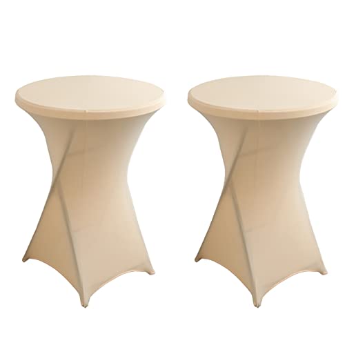 Juego de 2 fundas elásticas para mesa de bar (diámetro: 60 – 80 cm, elegantes fundas de mesa para mesas de bar y bistró, de fácil cuidado, limpieza con un paño, secado rápido (F, diámetro 60 cm)