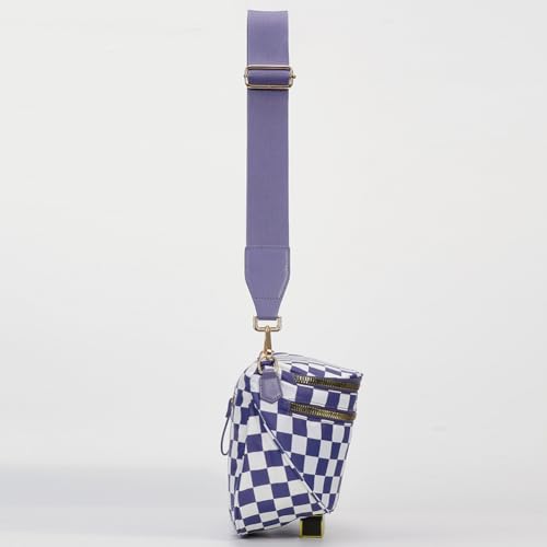 Image of Lushandy Bum Bag Women's Checkered Crossbody Bag Nylon Cross Body Bags Plaid Mom Everyday Purse for Travel