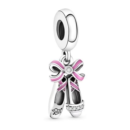 Sterling Silber S925 Ballettschuhe Charms & Beads für Damen,Ballett Family,Blume Rosa Moments Unendlichkeitsbaum Charm Anhänger,Reisen Clip Stopper für Armbänder,Geschenk für Frauen Geburtstag
