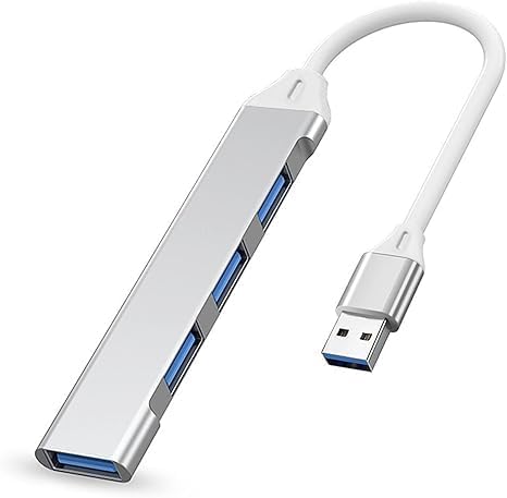 Image of 4-Port USB 3.0 Hub for PC - High-Speed Aluminum USB Hub Compatible with PC, Ma /Book, Mac Pro, Mac mini, iMac, Sur /ace Pro, and XPS. 4-Port High Speed Laptops Smartphones (USB Hub,4-Port USB 3.0)