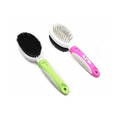 VANZACK Cat and Dog Hair Cleaning Pet Grooming Tool Double Sided Comb Soft Bristle Brush for Easy Removal Random Color