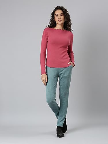 Image of GO COLORS Women Solid Mid Rise Suede Treggings