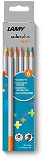 Lamy colorplus neon 506 Colouring Pencils Set of 6 Coloured Pencils Made of Solid Basswood with Ergonomic Triangular Shape - Thick Lead Diameter 3.3 mm, Colouring Pencil Diameter 7.2 mm