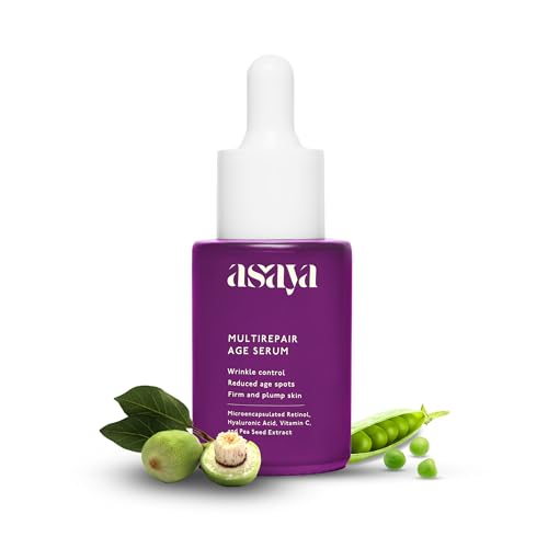Asaya 0.2% Retinol Face Serum | Beginner-Friendly Anti-Aging Night Serum | Reduces Wrinkles, Fine Lines & Dark Spots | With Peptide, Vitamin C & Hyaluronic Acid | Boosts Collagen & Firms Skin | Brightens & Evens Tone | Hydrating & Non-Irritating | For Face & Neck | Oily, Dry & Sensitive Skin | Men & Women | 30ml