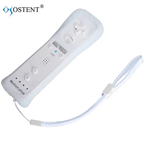OSTENT 2 in 1 Remote Controller Built in Motion Plus for Nintendo Wii Console Game (White)