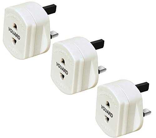 VGUARD 1A Fuse Adaptor Plug, [3 Pack] UK Adapter Plug 2 Pin (round or flat) to 3 Pin for Electric Shaver/Toothbrush - White