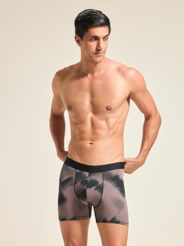 Image of TECHNOSPORT Men's Colorblock Trunks Underwear with ElastoLITE 4 Way Stretch Lightweight Breathable Moisture Wicking Soft Anti Odour Anti Microbial Comfort Fit Boxer Briefs Innerwear for Men