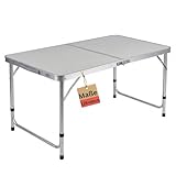BigDean Klapptisch Campingtisch 120x60cm Höhenverstellbar & Stabil Alu Gestell mit Tragegriff
