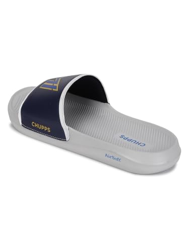 Image of CHUPPS Mi Ace Orange Navy Drift Orthopedic Slippers | Soft Footpharma Footbed | Breathable Ventilation Holes | Lightweight Flip Flops | Anti-Skid Chappals for Everyday For Mens