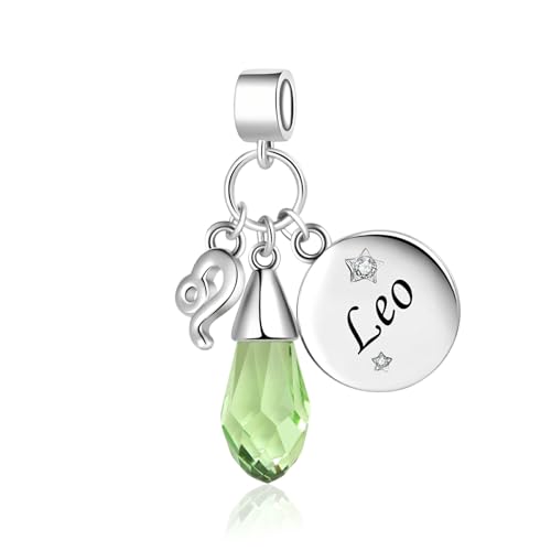 LSxAB Ciondolo a forma di goccia con 12 costellazioni, segno zodiacale, da donna, compatibile con braccialetti Pandora, Rame, Nessuna pietra preziosa