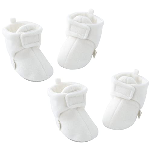 Image of pureborn Unisex Baby Boy Girl Fleece Cozy Booties Warm Infant Shoes