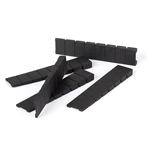 LouMaxx Lot de 10 Cales de Meubles - Noires - 8 x 20 x 100 mm - Cales en Plastique avec Points de Rupture intégrés, Noir