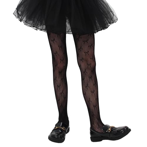 Image of Girls Lace Fishnet Tights Toddler Sheer Patterned Stockings Hollow Dance Pantyhose for Kids Halloween Tights