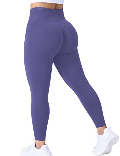 ZAAYO Legging de sport pour femme - Taille haute - Sans couture - Bleu ardoise - Taille S Cover