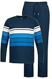 Zweiteiler aus weichem Jersey JP 1880 Herren große Größen Übergrößen Menswear L-8XL Schlafanzug, Langarmshirt, Lange Hose, schmale Passform Mattes Nachtblau 6XL 812484130-6XL