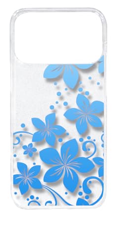 sslink iPhone17 Pro Max アイフォン17プロマックス 対応 クリア ハードケース ハワイアンフラワー(ブルーグラデーション) 花柄 ハイビスカス スマホ ケース スマートフォン カバー カスタム ジャケット
