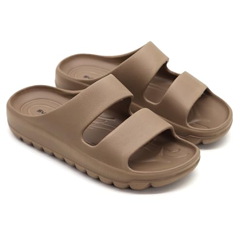 Image of SVAAR Soft EVA Double Strap Slippers for Men | Stylish Anti-Skid Slides with Arch Support & Bouncy Sole | Lightweight Indoor Outdoor Comfort