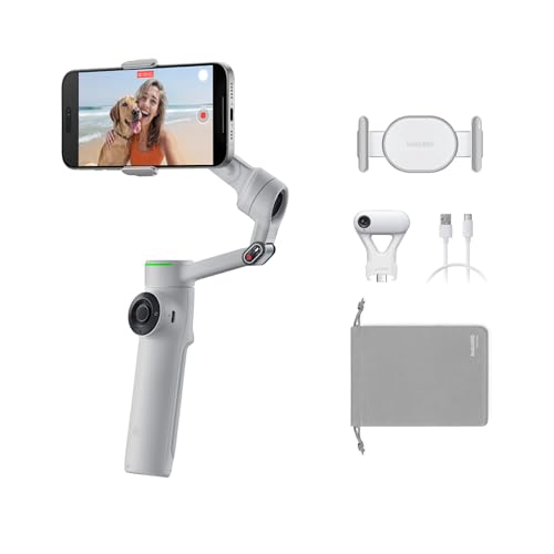 Image of Insta360 Flow 2 Pro AI Tracker Bundle (Stone Grey) – Foldable AI Smartphone Gimbal with AI Tracker, Multi-Person Tracking & 360° Infinite Pan Tracking