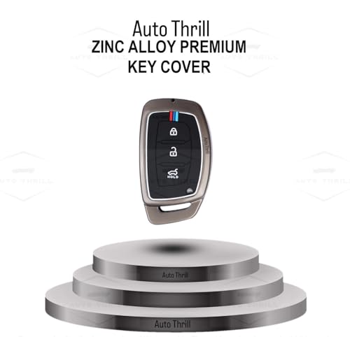 Image of AUTO THRILL Premium Metal Silicon Key Cover Compatible with Hyundai i20, Creta, Venue, Tucson, Alcazar, Verna, Xcent, Aura, Elantra 3 Button Smart Key Special Feature Visibilitye in low-ligh Condition