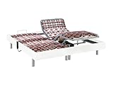 Sommier de relaxation 2x48 plots entourage déco blanc de YSMÉE - 2x70x190 cm - moteurs OKIN marque allemande - 5 plans couchage - 2 moteurs 4500 Newton