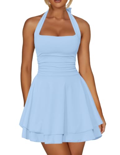 Image of Kaximil Women's Sexy Halter Ruffle Hem Mini Dress
