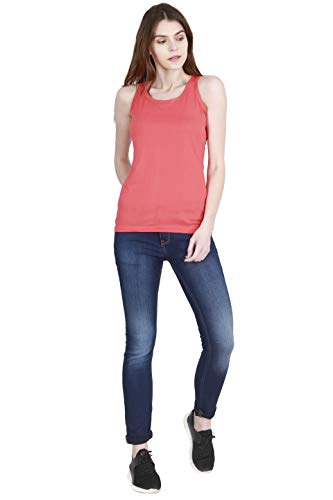 Image of FLEXIMAA Women's Cotton Plain Round Neck Sleeveless T-Shirt