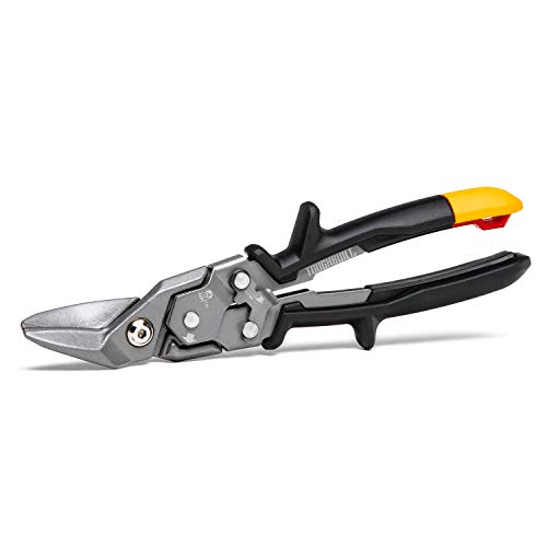 ToughBuilt – Left Cut Aviation Snips, High-Precision Cutting with One-Handed Lock Operation for Sheet Metal, Roofing & HVAC Work (TB-H4-60-L)