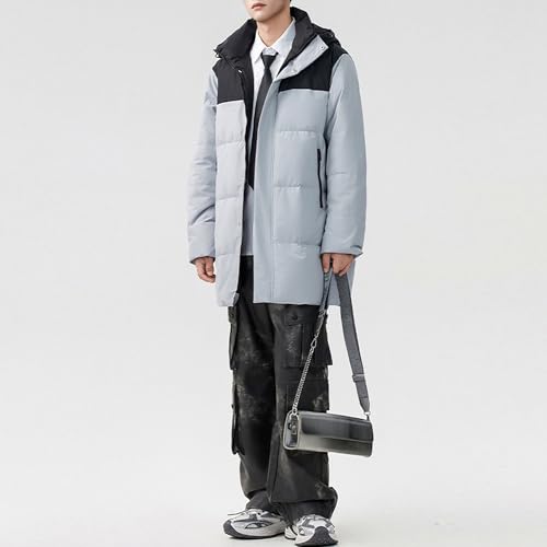 Chaqueta de invierno larga para hombre en bloque de color y acolchada 7