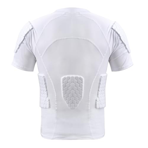 image for Zicac Men's Padded Compression Shirt 6 Pads Football Rib Protectors Ch