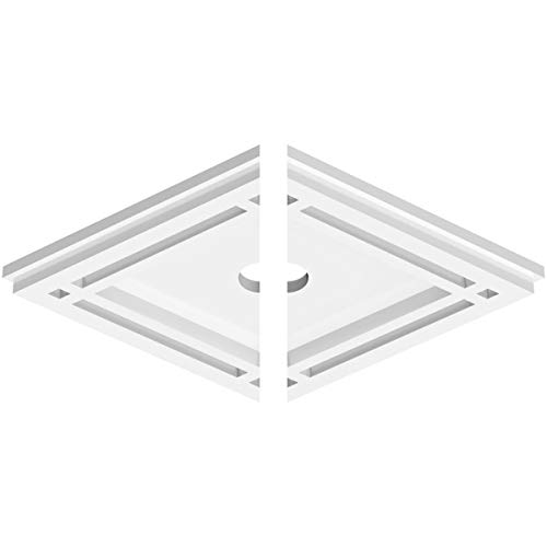 Image of Ekena Millwork CMP12X8DD2-01000 Diamond Architectural Grade PVC Contemporary, Two Piece Urethane Ceiling Medallions 12 inchW x 8 inchH x 1 inchID x 4 1 /4 inchC x 1 inchP