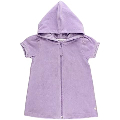 RuffleButts® Baby/Toddler Girls Terry Cloth Hoodie Swim Beach Cover Up Dress, Purple, 3 Years Cover