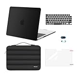 MOSISO Compatible with MacBook Air 13 inch Case 2026 2025 2024 2023 2022 M4 A3240 M3 A3113 M2 A2681, Hard Case&Puffy Bag&Keyboard Cover&Webcam Cover&ScreenFilm for MacBook Air 13.6 Case, Black