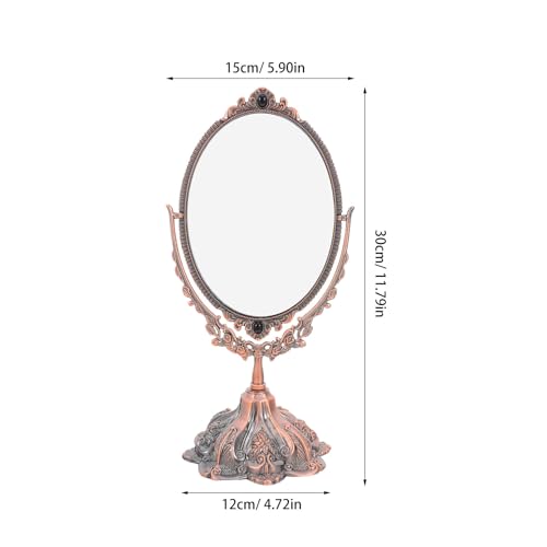 Espejo de maquillaje de metal Didiseaon con doble cara ajustable para mesa 3