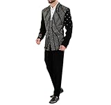 Vsadsau Traje formal de diamantes de imitación para hombre, esmoquin de boda, sin cuello, con un solo botonadura y pantalones, juego de 2 piezas, AP., S