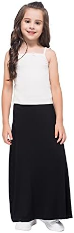 GAZIAR Girls Maxi Skirts Long Uniform Skirts for Kids Casual Daily 5-14 Years Black