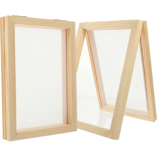 NOLITOY 2 Pcs Wooden Paper Making Frame Kit 7.08X4.92In DIY Craft Mold and Deckle for Kids Paper Screen Learning and Eco-Friendly Crafting