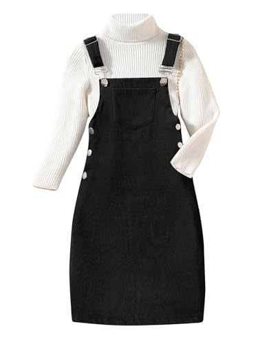 Floerns Girl's Corduroy Sleeveless Button Pinafore Dress Bib Suspender Dress Without Tops