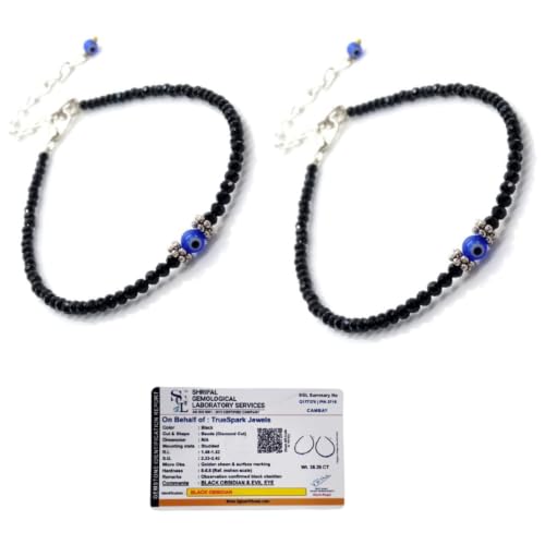 Image of TrueSpark Healing Crystal Black Obsidian Nazar Evil Eye Anklet