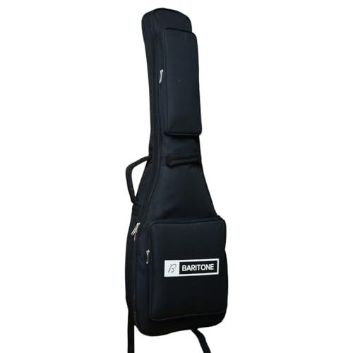 Image of Baritone Electric Guitar Gig Bag 12MM Padded with Adjustable Shoulder Straps (Black) Fender Squier Sonic Stratocaster and Sonic Telecaster Electric Guitar